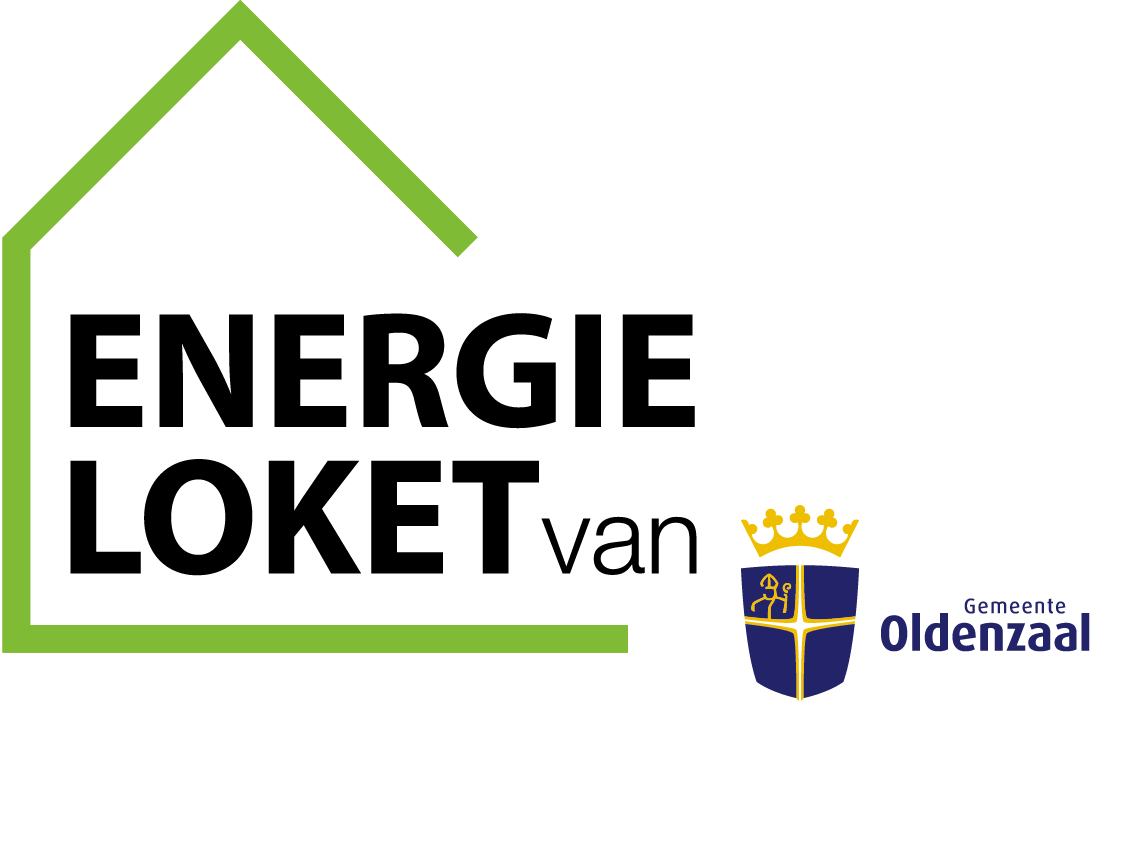 Energieloket van gemeente Oldenzaal met groen huisvormig kader als symbool voor woningverduurzaming.